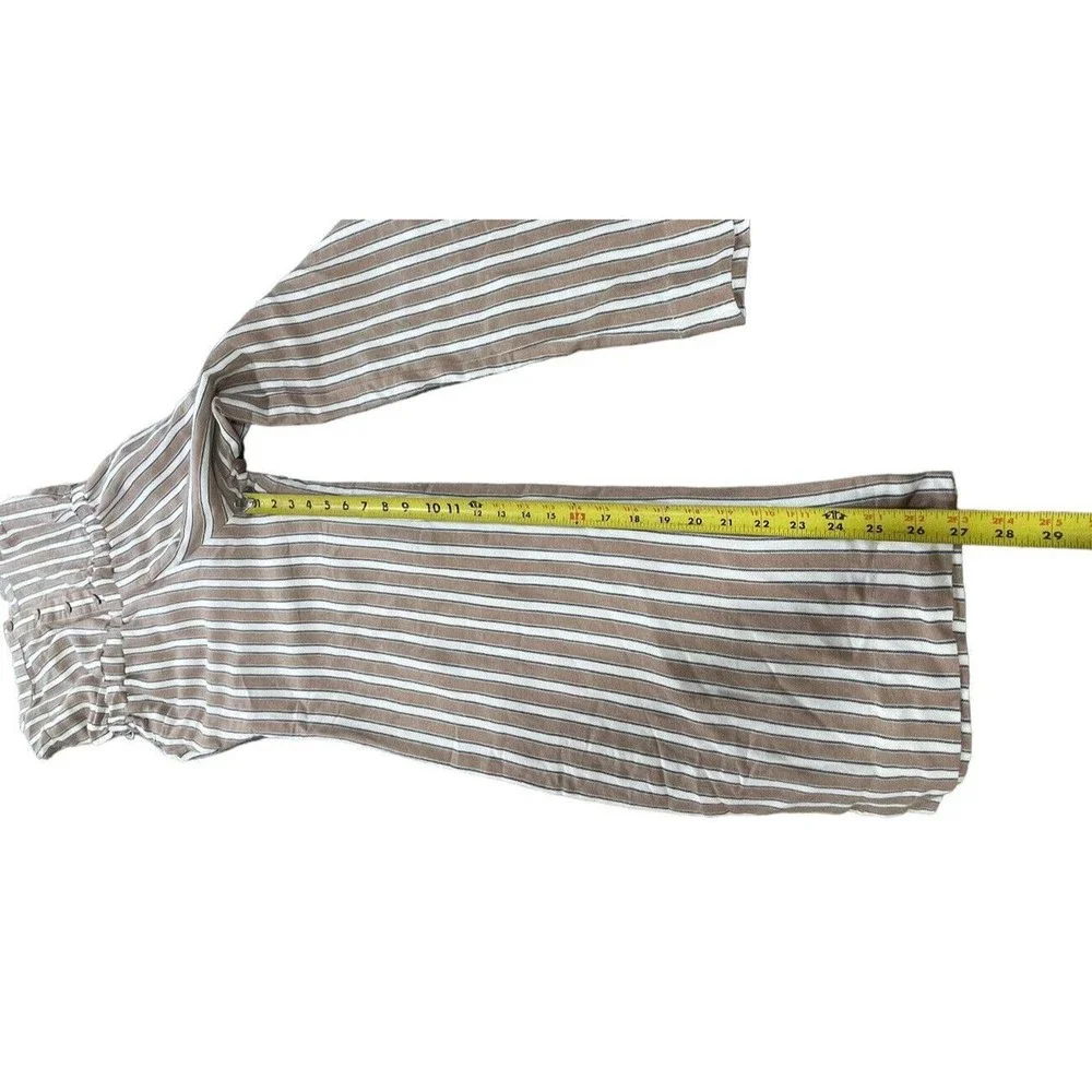 Chaser Wide Leg Tie Waist Jumpsuit Tan, White‎ Stripe Extra Small NWT Miss Belt